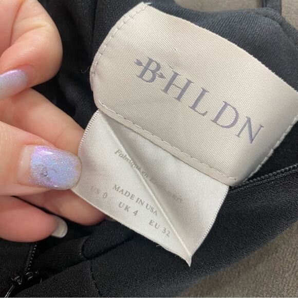 BHLDN Caron Midi Dress Black Size 0 Sleek Formal Cocktail Wedding Guest Chic - Picture 6 of 12